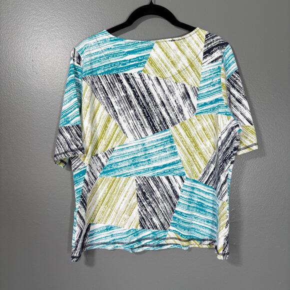 Ruby Rd. Favorites Women's Patchwork Print Colorful Top - Size Petite XL (PXL) - Picture 6 of 6